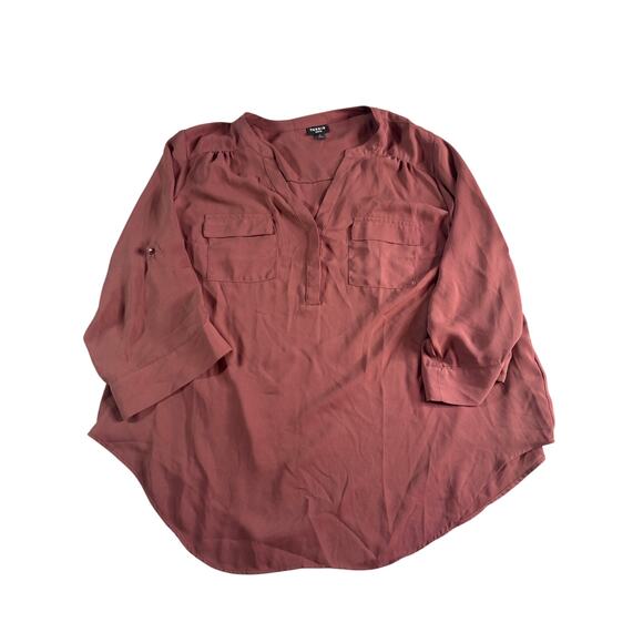 Torrid Tops - Torrid Harper Blouse Size 1 1X Mauve Pink V Neck Long Sleeve Tunic Top